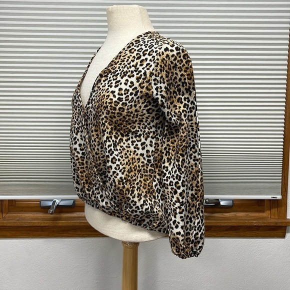 Sadie & Sage Cheetah Leopard Print Surplice V-Neck Long Sleeve Top - Picture 4 of 7